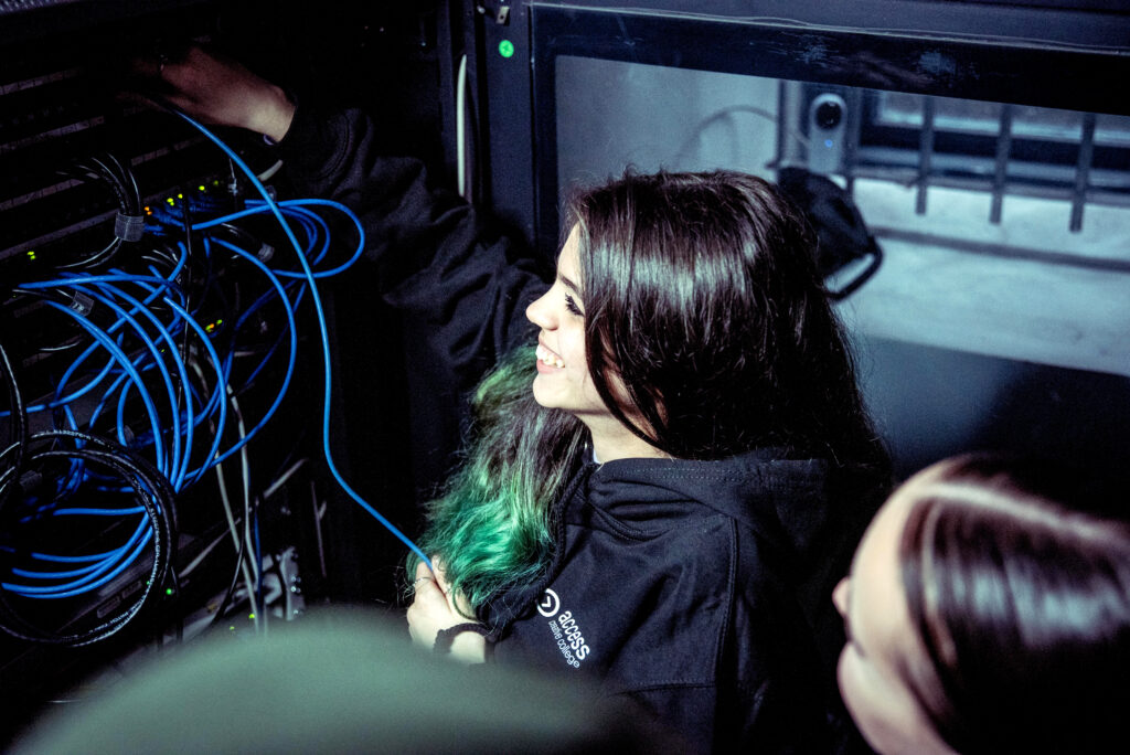 image of a student working on wiring