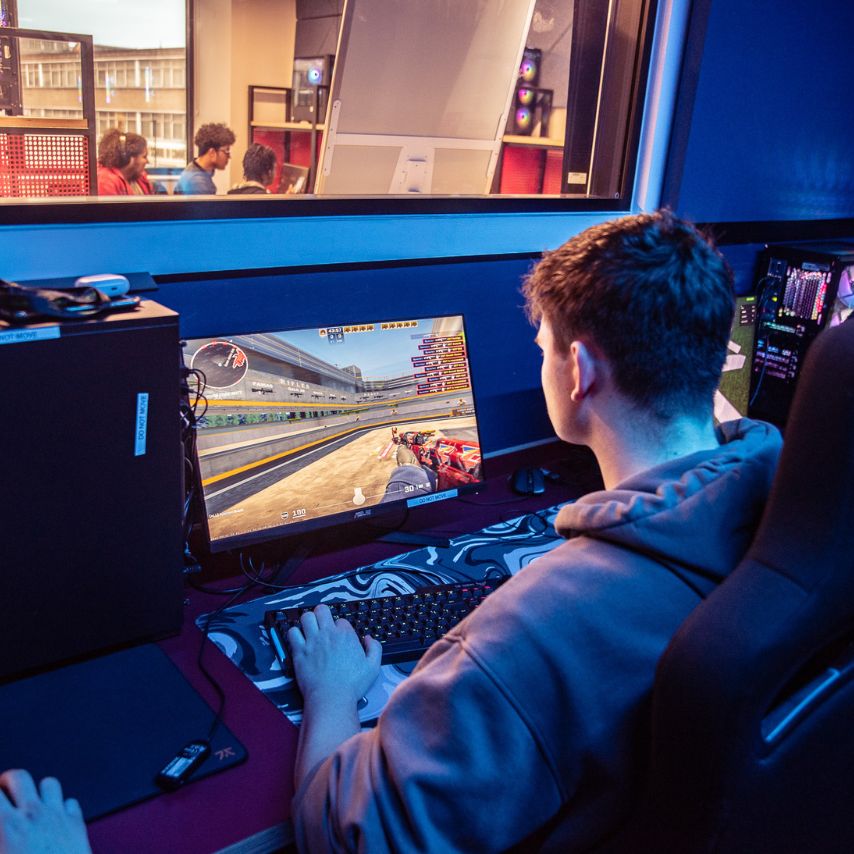 image of student playing on Esports Super Space